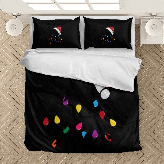 Funny wolf with christmas lights Bedding Sets