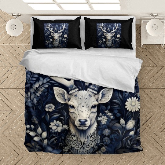 Enchanted Forest Deer Winter Bloom Bedding Sets
