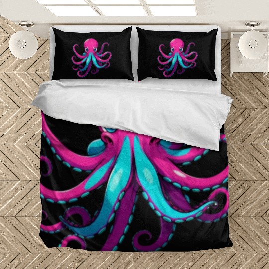 A Cartoonish Octopus in a Playful Pose Bedding Sets
