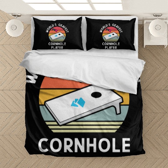 Okayest Cornhole Player Men Women Bedding Sets