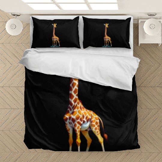 A Cartoonish Giraffe in a Playful Pose Bedding Sets