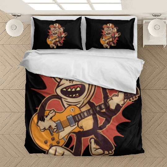 Retro Chimpanzee Guitar Player Graphic Bedding Sets