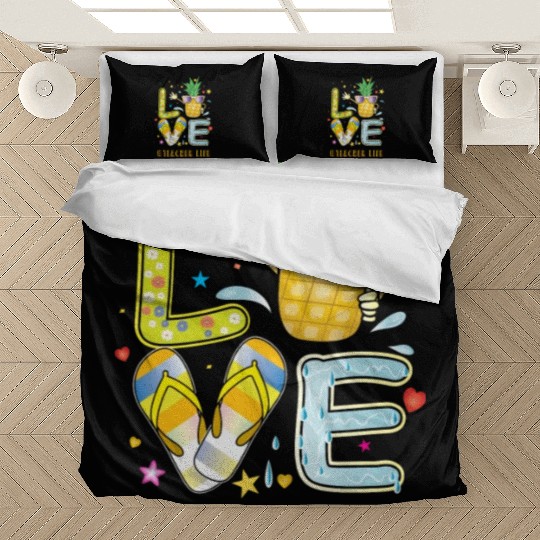 Teacher Life Pineapple Sunglasses Flip Flop Bedding Sets