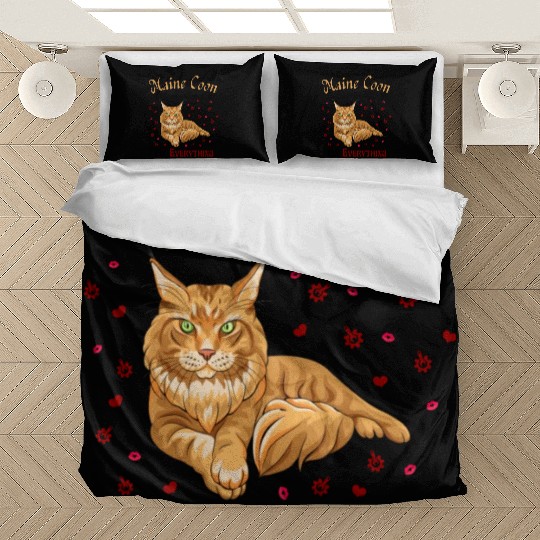 Maine Kisses Fix Everything Cute Maine Cat Lover Bedding Sets