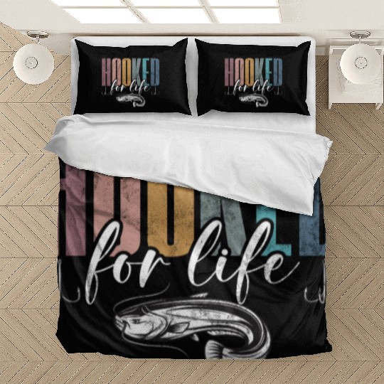 Hooked For Life Retro Catfish Catfishing Angler Bedding Sets