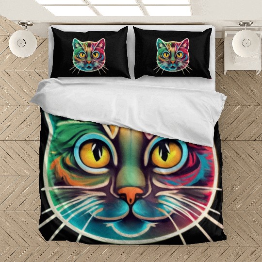 cat face neon design Bedding Sets