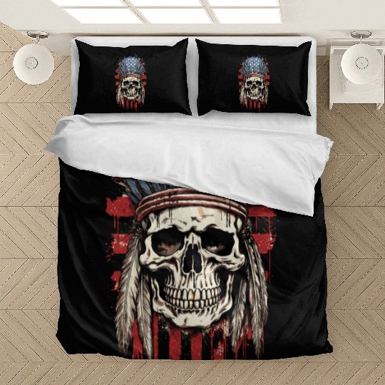 Skull Indian Chief Native American USA Bedding Sets