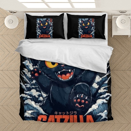 Kaiju Catzilla in Japan Tokyo Bedding Sets