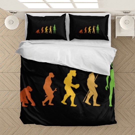 Alien Funny Human Evolution Growth Theory Retro Bedding Sets
