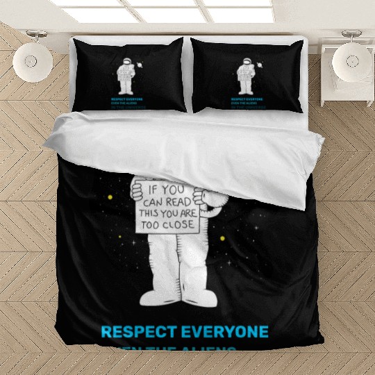 Black White Astronauts and Aliens Bedding Sets