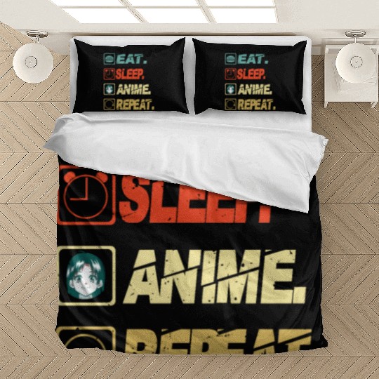Eat Sleep Anime Repeat Ramen Kawaii Japanese Manga Bedding Sets