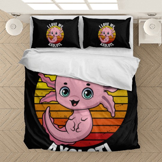 I Love My Axolotl in Retro Bedding Sets
