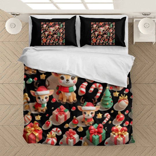Cute Christmas deer pattern Bedding Sets