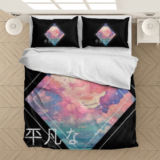 Sky Full Moon Clouds Kawaii Lofi Japanese Anime Ae Bedding Sets