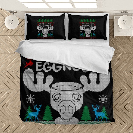 Can I Refill your Eggnog? Ugly Christmas Themed Bedding Sets