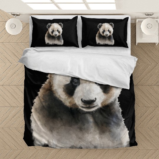 Panda Cute Bear Watercolor Painting Portrait Bedding Sets
