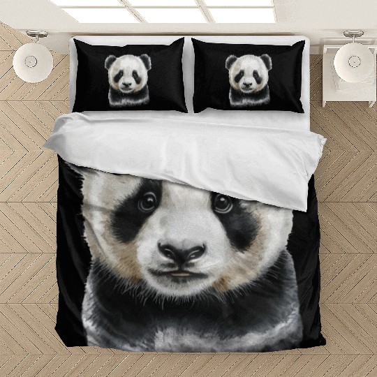 Cute Panda Bear Cub Watercolor Painting Portrait Bedding Sets
