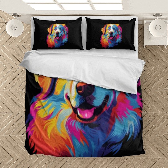 Watercolor Colorful Great Pyrenees Bedding Sets