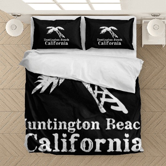 Huntington Beach California Palm Tree Souvenirs Bedding Sets