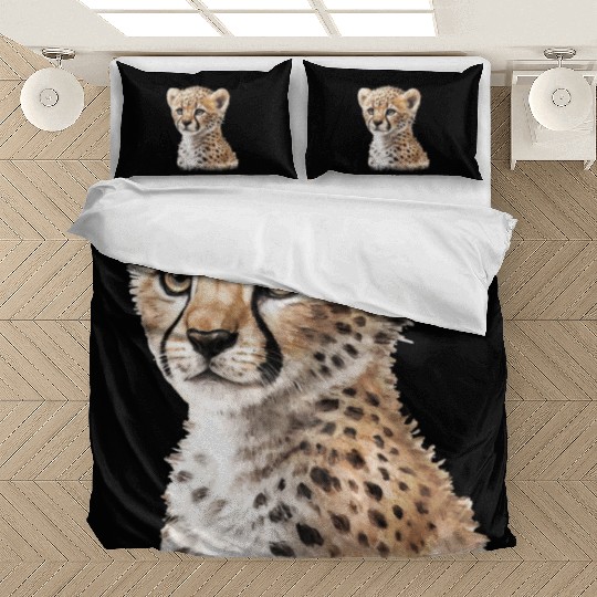 Baby Cheetah Aesthetic Watercolor Painting Bedding Sets