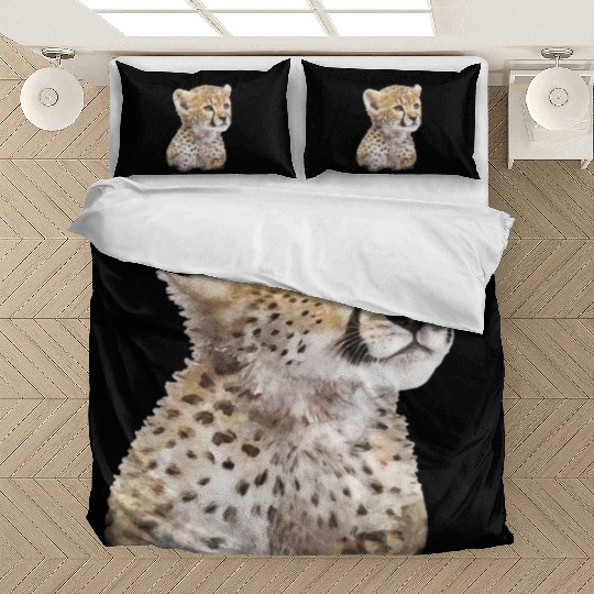 Baby Cheetah Art Watercolor Painting Portrait Bedding Sets