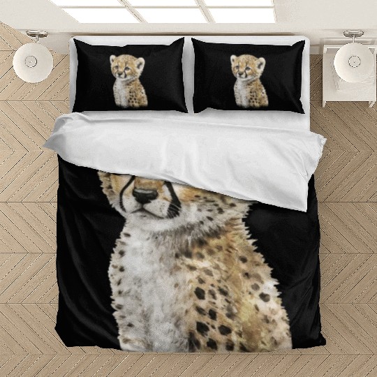 Cute Baby Cheetah Watercolor Painting Portrait Bedding Sets