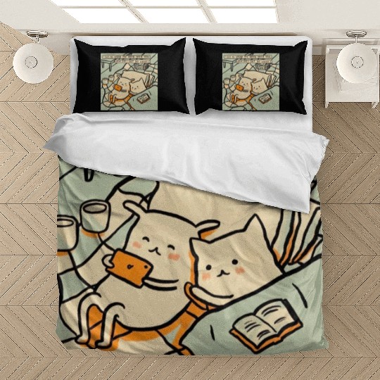 Lucky Cat Couple Lover Funny Kitty Motivation Love Bedding Sets