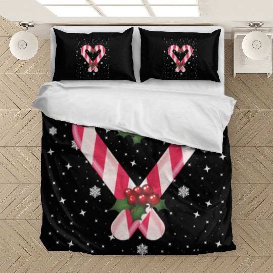 Candy Cane Hearts Christmas Xmas Holidays Santa Bedding Sets