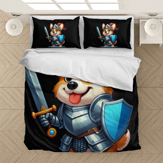Corgi in knight armor Bedding Sets