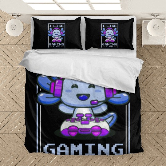Gaming, Axolotl, Gaming, Video Game, Unicorn Gamer Bedding Sets