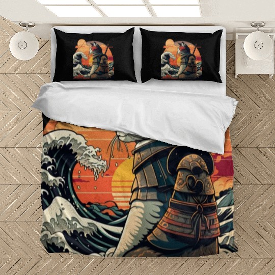 Samurai Cat vs The Great Wave Bedding Sets