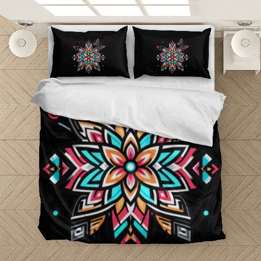 Geometric Flower With Butterfly Bedding Sets