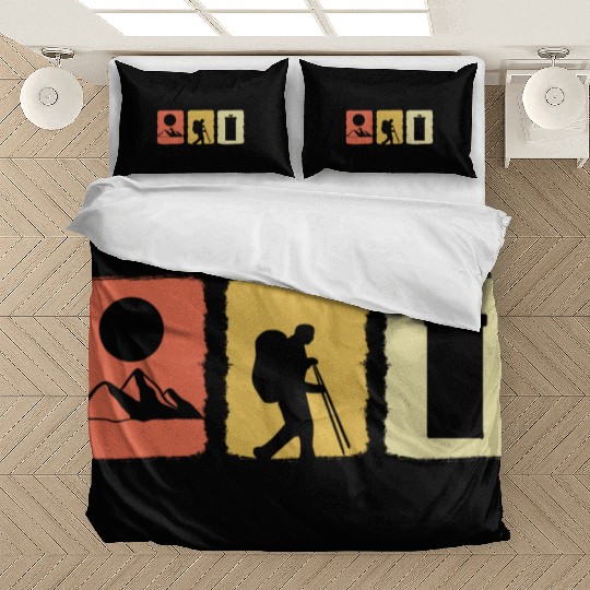 Vintage Hiking Adventurous and Motivated Person Gi Bedding Sets