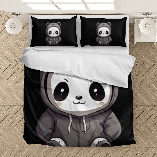 cute cartoon anime panda wearing Bedding Sets