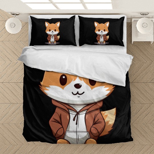cute cartoon anime fox wearing Bedding Sets