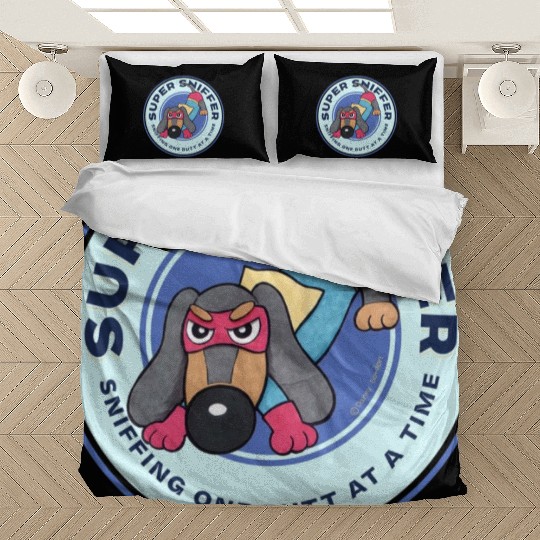 Cute Funny Super Sniffer Dachshund Superhero Bedding Sets