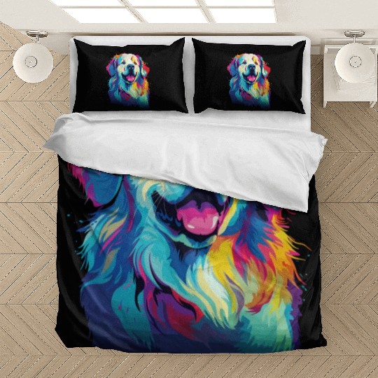 Watercolor Colorful Great Pyrenees Bedding Sets