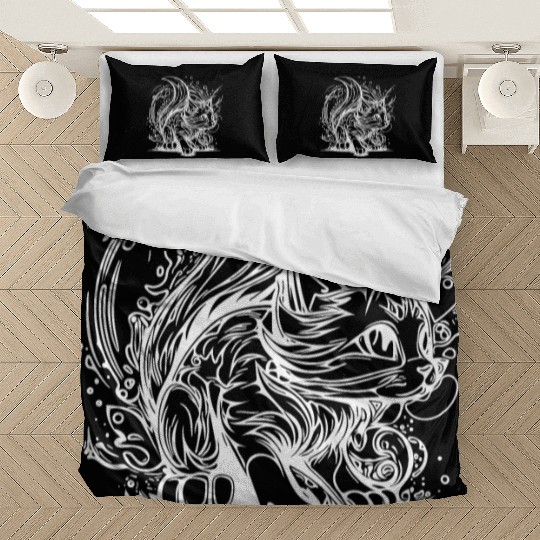Cute Little Space Cat In Splash Style Bedding Sets