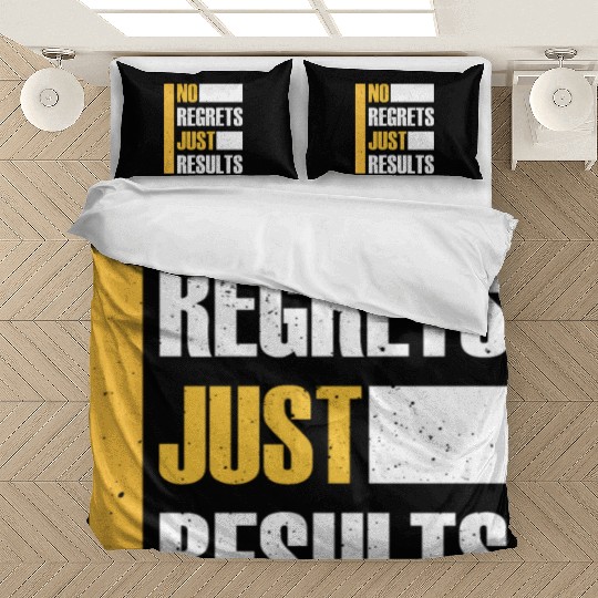 No Regrets Just Results distress grunge typography Bedding Sets