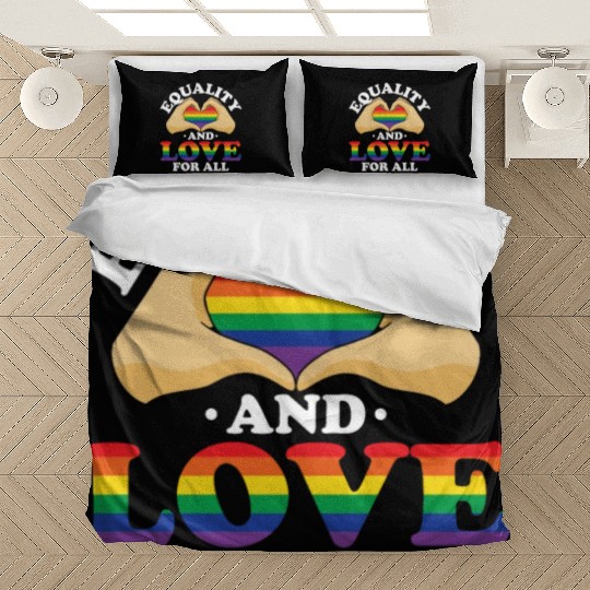 Equality and Love For All Heart Rainbow LGBTQ Bedding Sets