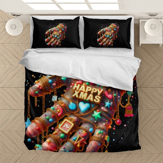 Hand with HAPPY XMAS text Bedding Sets
