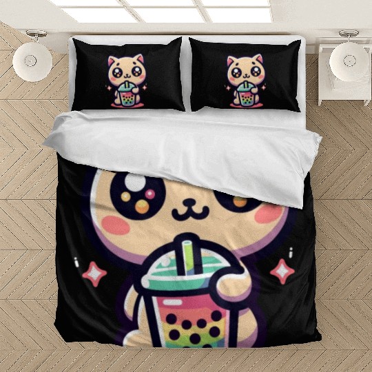 Cat Bubble Tea Boba Kawaii Bedding Sets