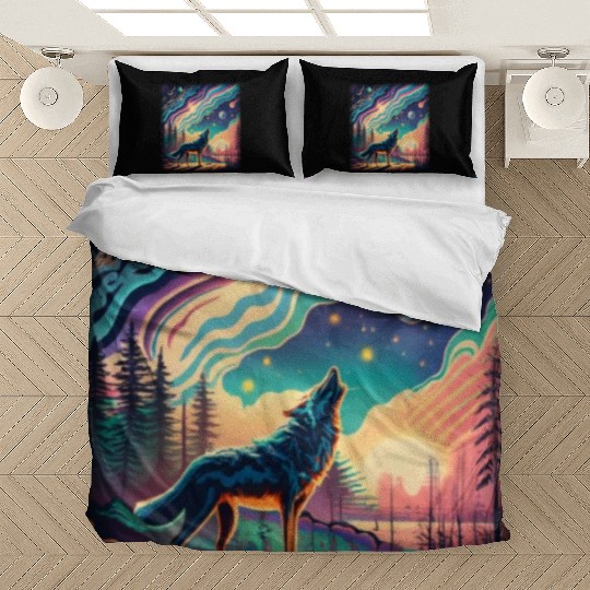 Majestic Wolf Howling At The Eclipse Bedding Sets