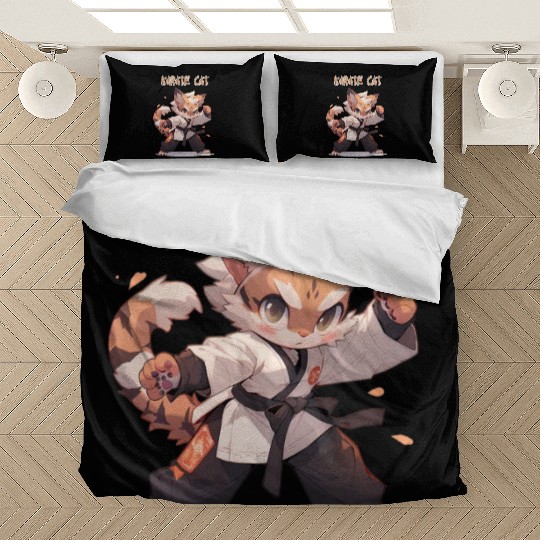 Funny Karate Cat MMA Kawaii Martial Arts Bedding Sets