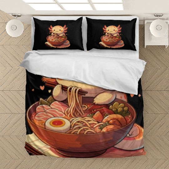 But First Ramen Sweet Axolotl Eats Ramen Bedding Sets