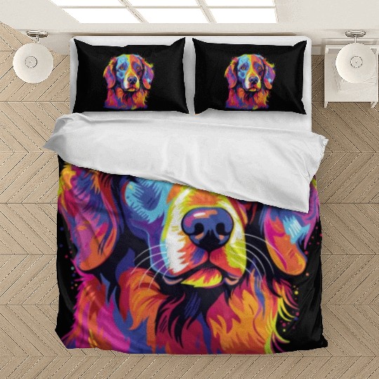 Watercolor Colorful Brittany Spaniel Bedding Sets