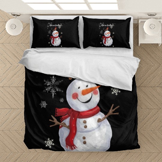 Winter Buddies snowman and bird Bedding Sets