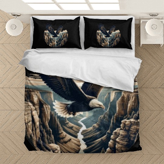 Eagle soars over canyon Bedding Sets