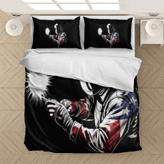 American Flag Welder Patriotic USA American Welder Bedding Sets