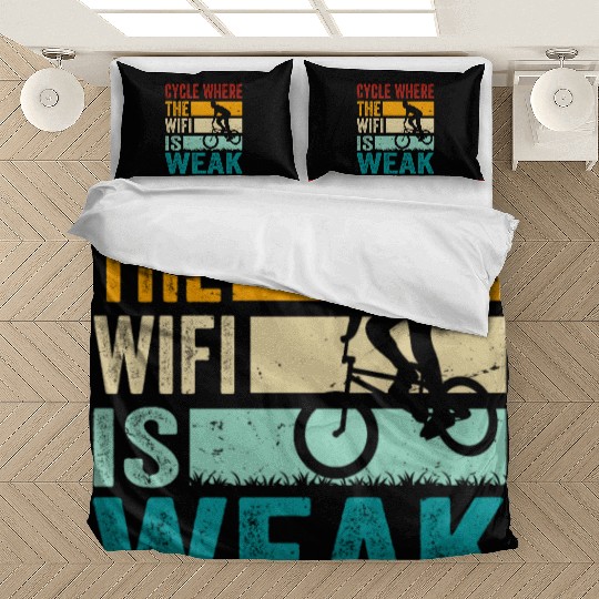 Cycle Where The Wifi Is Weak - Retro Cycling Bedding Sets